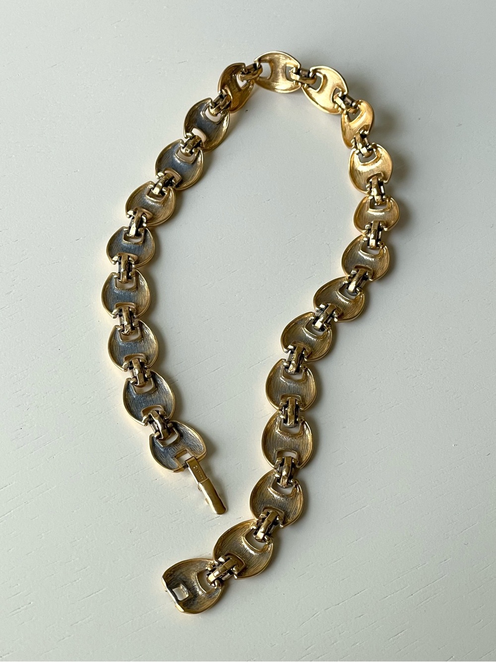 Vintage Monet matte goldtone link choker necklace horse bit Old Money - Picture 9 of 15